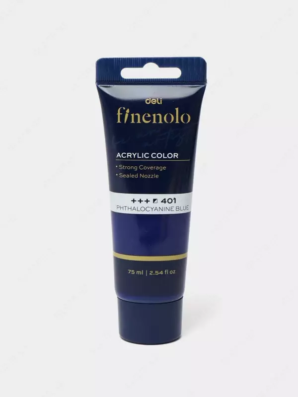 Художественная акриловая краска № 401 Deli Finenolo  75 мл  туба (Арт. - 75-PB-EC) Фталоцианит синий
