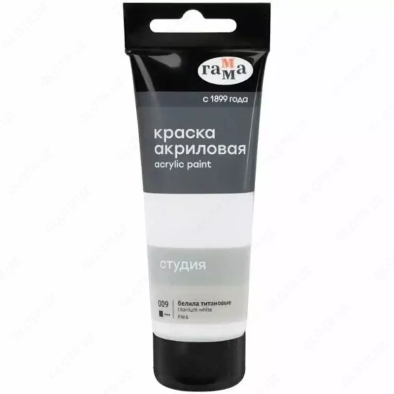 Badiiy akril boyoq № 009 Gamma studiyasi  75 ml  kolba  evro suspenziya (Art. - 280220009) Titan oq