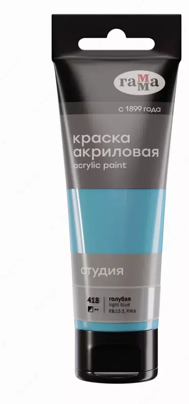 Badiiy akril boyoq № 418 Gamma studiyasi  75 ml  kolba  evro kulon (Art. - 280220418) Moviy