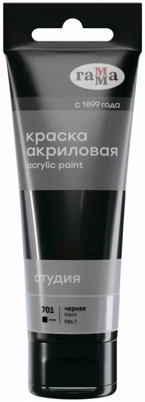 Badiiy akril boyoq № 701 Gamma studiyasi  75 ml  kolba  evro kulon (Art. - 280220701) Qora