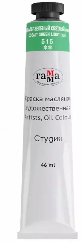 Badiiy moyli boyoq № 515 Gamma studiyasi  46 ml  kolba (Art. - 0.00.A046.515) Kobalt yashil chiroq (taqlid qilish)
