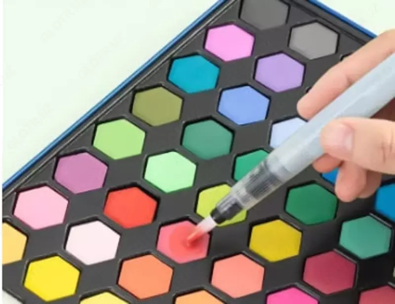  Художественный набор акварельных красок Deli аксессуары  36 цв.  металлич. пенал (Арт. - 73936-36) - 