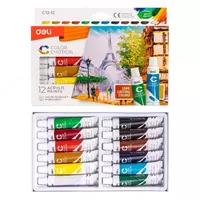 Акриловые краски Deli Color Emotion  туба  12 мл  12 цв.  карт. уп. (Арт. - 12-12-C)