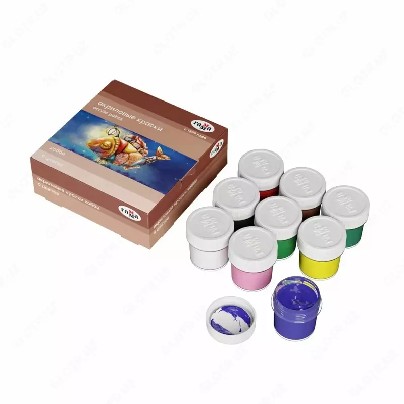 Декоративные акриловые краски Гамма Хобби  пл. баночка  20 мл  9 цв.  карт. уп. (Арт. - 3012197)