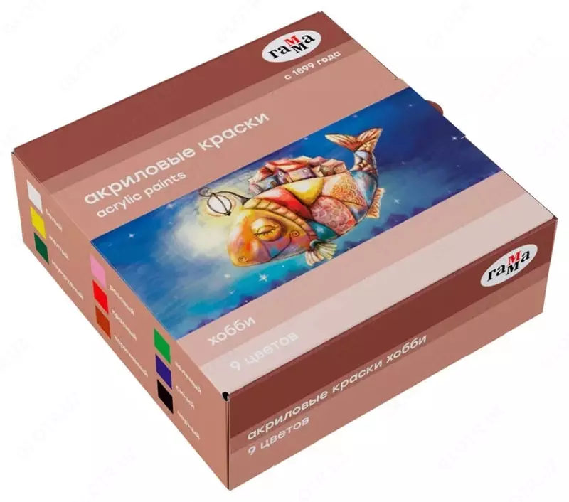   Декоративные акриловые краски Гамма Хобби  пл. баночка  20 мл  9 цв.  карт. уп. (Арт. - 3012197)