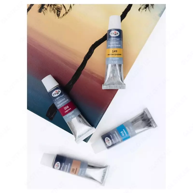  Декоративные акриловые краски Гамма Студия  туба  9 мл  24 цв.  карт. уп. (Арт. - 110820212) - 