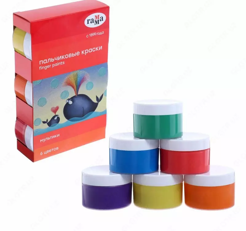Краски пальчиковые Мультики Классические  6 цв  50 мл  карт. уп. (Арт. - 180120213)