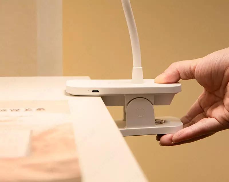  Настольная LED лампа DELI 122 х 55 х 425 мм  прищепка  гибкая ножка (Арт. - 17858) Белая - 