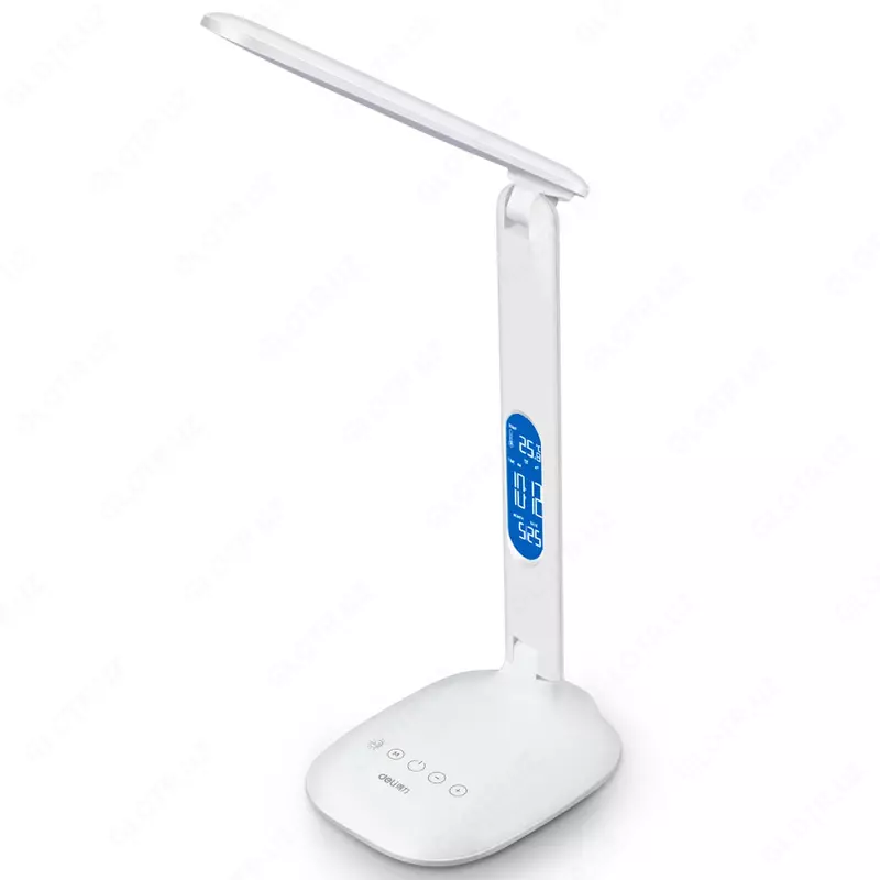 Настольная LED лампа DELI  снсорный вкл.  часы  8W  18 х 40 х 43 см (Арт. - 4325) Белая
