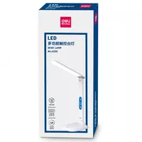  Настольная LED лампа DELI  снсорный вкл.  часы  8W  18 х 40 х 43 см (Арт. - 4325) Белая Только в розницу