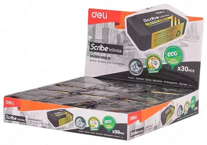   Tuzatish ochirgichi Deli Scribe Infinite  30 x 11 x 46 mm  ind. paket (m. - 00610-bk) Qora