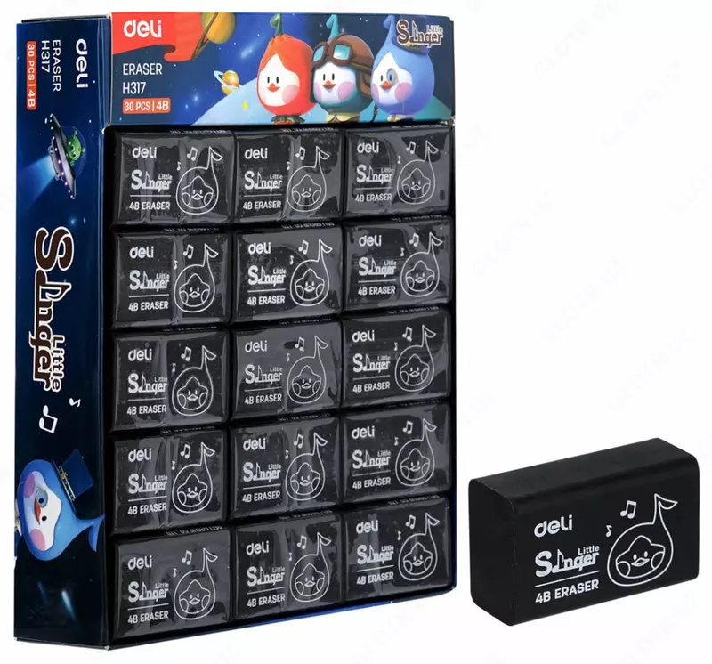  Корректирующий ластик Deli Little Singer  41 х 25 х 16 мм  инд. уп. (Арт. - 317-H) Черный - 