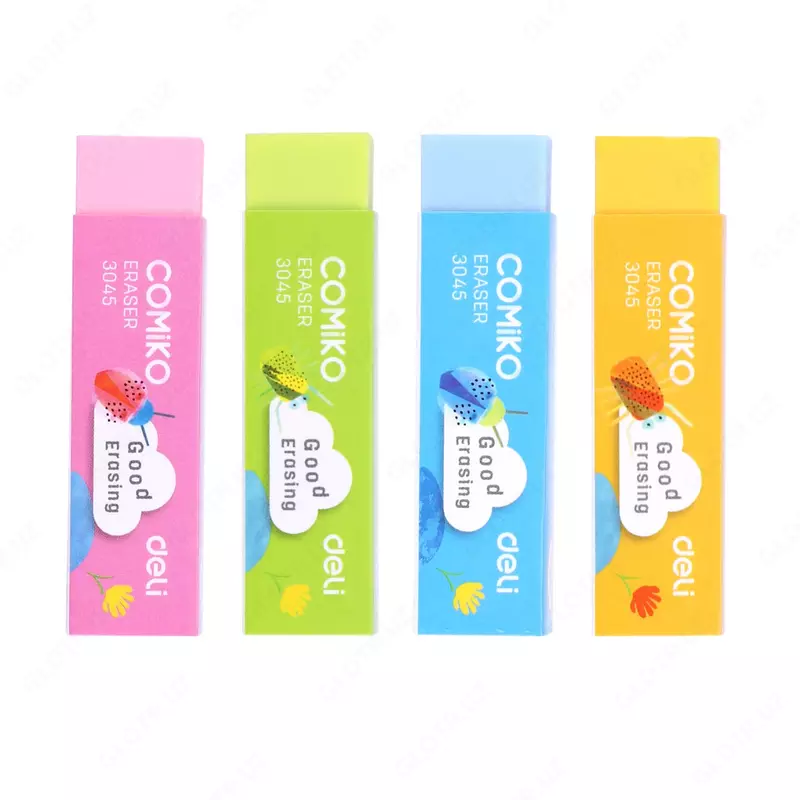  Корректирующий ластик Deli Comiko  60 х 15 х 15 мм  блистер  4 шт. (Арт. - 3045-MT-E) Цветное ассорти - 