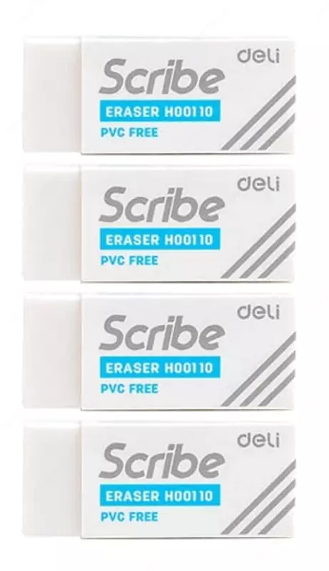  Корректирующий ластик Deli Scribe  40 х 17 х 12 мм  блистер  4 шт. (Арт. - 00110-MT-EH) Белый - 