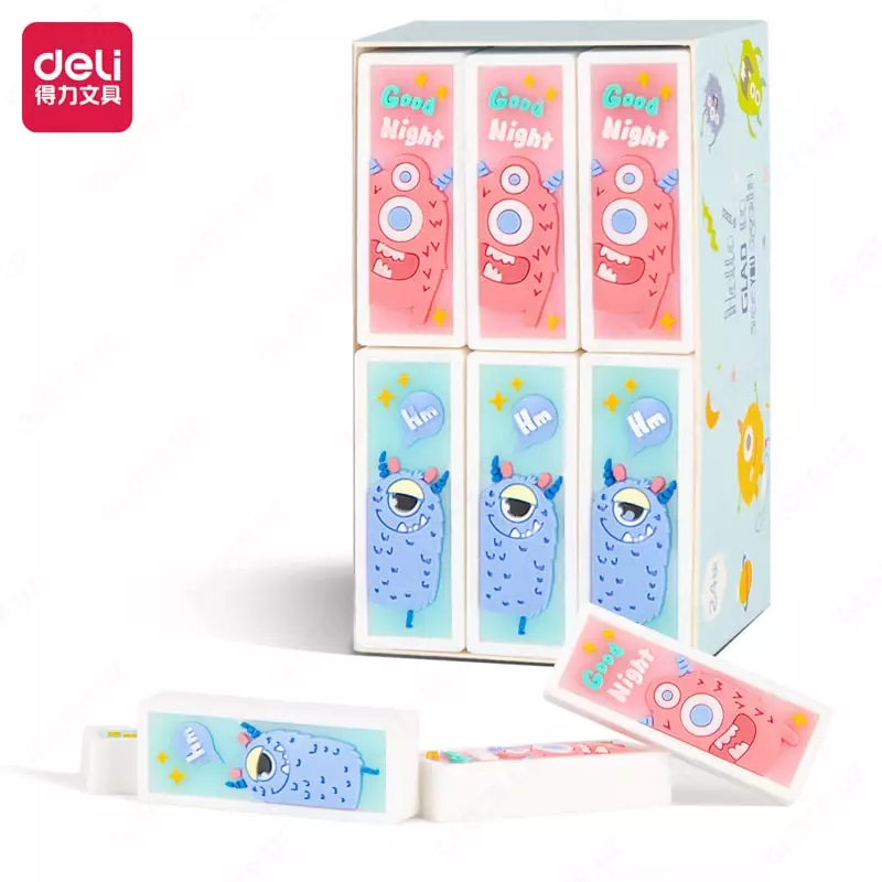 Корректирующий ластик Deli Монстрики  54 х 20 х 23.5 мм  инд. уп. (Арт. - 71134) Цветное ассорти