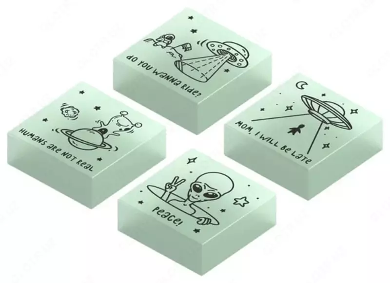 Tuzatuvchi lyuminestsent ochirgich Berlingo Aliens  28 x 28 x 12 mm  karta. paket (Art. - BLc_00610) Yashil