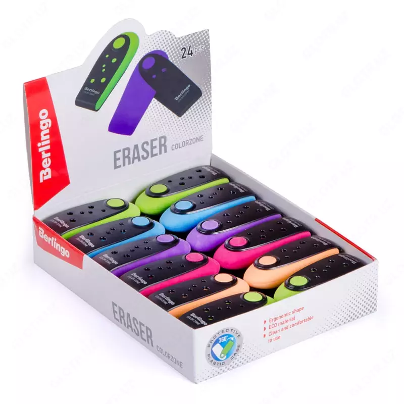   Корректирующий ластик Berlingo Color Zone  60 х 24 х 15 мм  пласт. держатель (Арт. - Blc_00161) Цветное ассорти