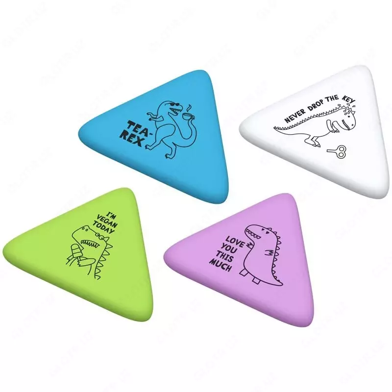 Корректирующий треугольный ластик Berlingo Dino  50 х 44 х 7 мм  инд. уп. (Арт. - BLc_00690) Цветное ассорти