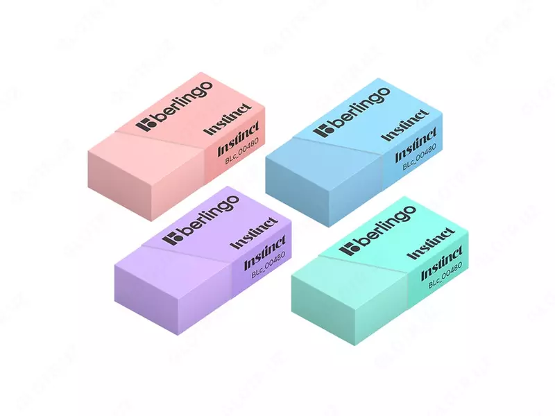 Корректирующий ластик Berlingo Instinct  40 х 20 х 10 мм  карт. держатель (Арт. - BLc_00480) Цветное ассорти