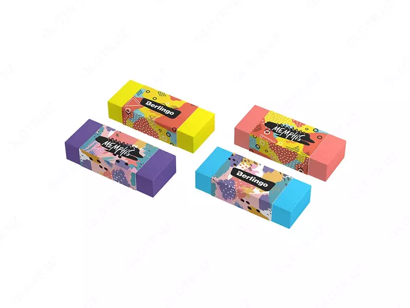 Корректирующий ластик Berlingo Memphis  50 х 20 х 11 мм  карт. держатель (Арт. - BLc_00S04) Цветное ассорти