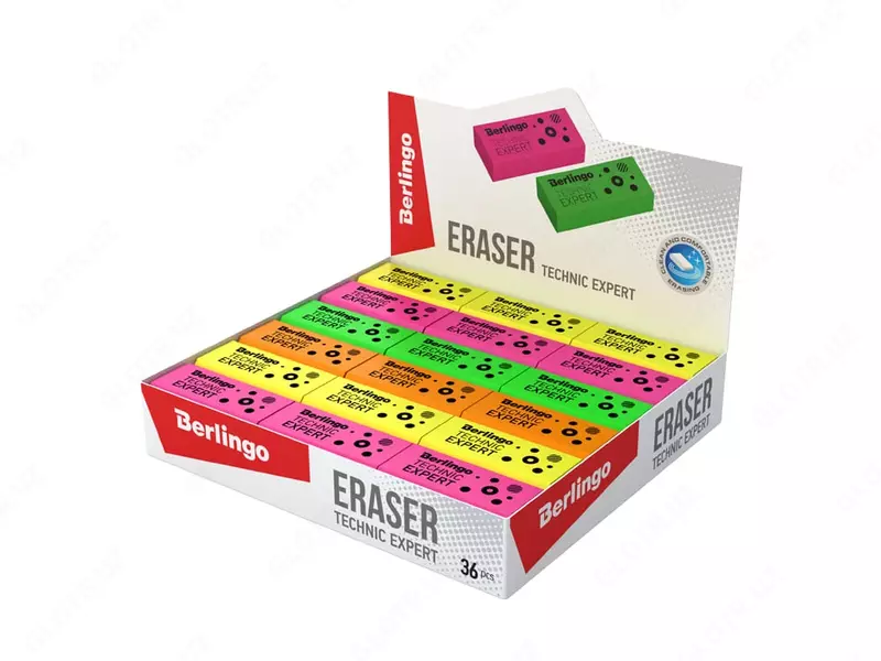  Корректирующий ластик Berlingo Technic Expert  40 х 18 х 11 мм  ПВХ. карт. уп. (Арт. - BLc_00540) Цветное неон. ассорти - 