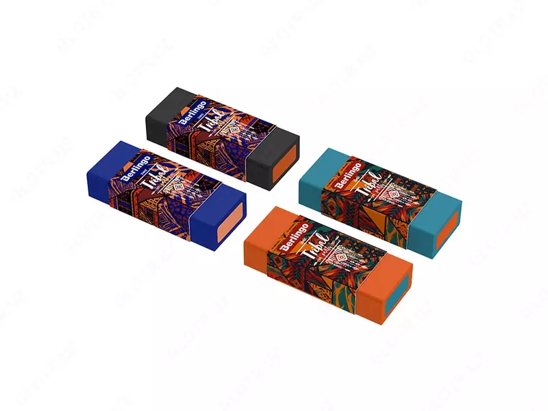 Корректирующий ластик Berlingo Tribe  50 х 20 х 11 мм  карт. держатель (Арт. - BLc_00S06) Цветное ассорти