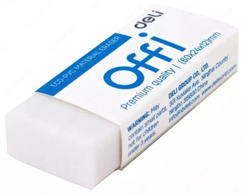 Tuzatish ochirgichi Deli Offi Premium  60 x 24 x 12 mm  karta. ushlagich (Art. - 03110-EH) Oq