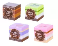 Tuzatish ochirgichi Deli Kek  25 x 25 x 25 mm  ind. PVX paketi (Art. - 302-H) Turli ranglar