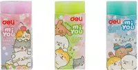 Корректирующий ластик Deli Miyou  60 х 24 х 12 мм  карт. держатель (Арт. - 304-EH) Цветное ассорти