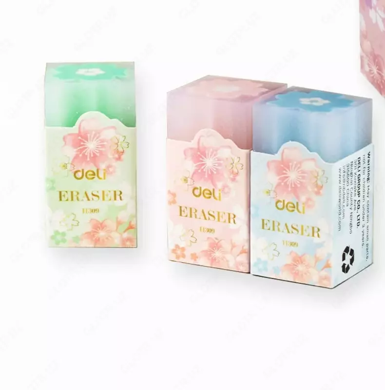 Корректирующий ластик Deli Sakura  38 х 20 х 20 мм  карт. держатель (Арт. - 309-H) Цветное ассорти