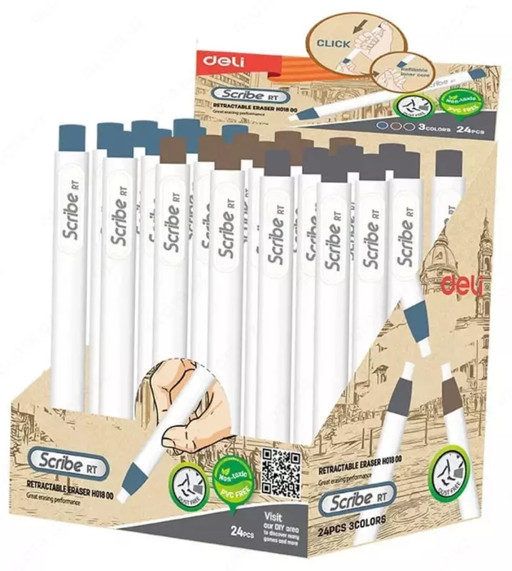   Корректирующий механический ластик-карандаш Deli Scribe RT  2.5 мм  уп. дисплей (Арт. - 01800-EH) Белый