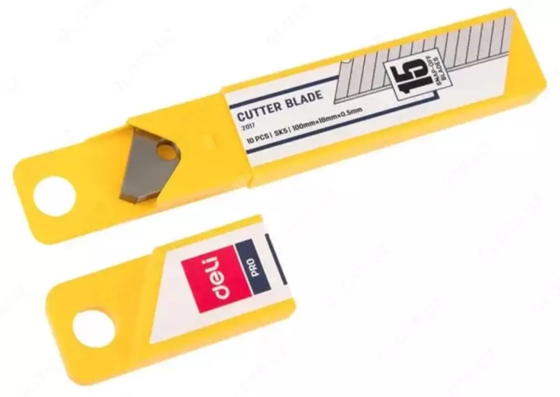   Сменные лезвия для канцелярского ножа Deli металл  18 мм  уп. пласт. пенал  10 шт. (Арт. - 2016)