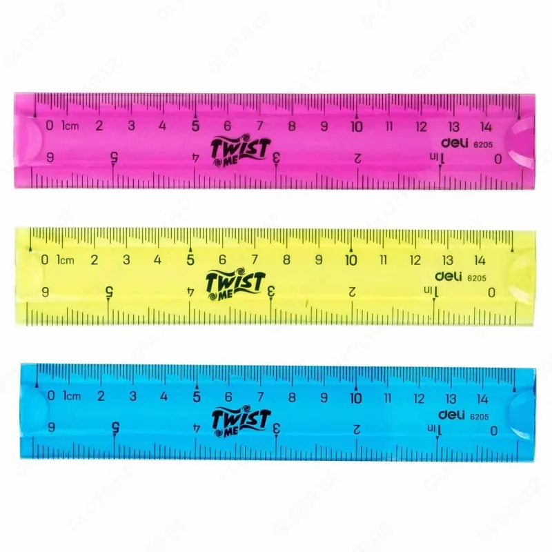 Измерительная пластиковая линейка Deli Twist Me  15 см  ПВХ чехол (Арт. - 6205) Цветное ассорти