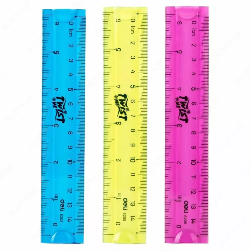  Измерительная пластиковая линейка Deli Twist Me  15 см  ПВХ чехол (Арт. - 6205) Цветное ассорти - 