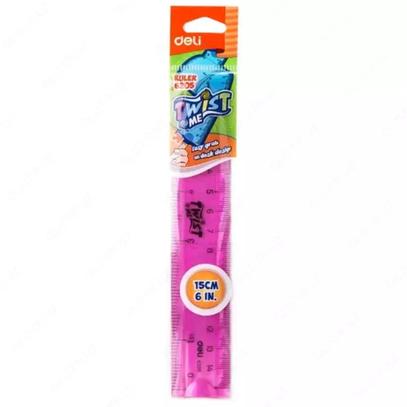   Измерительная пластиковая линейка Deli Twist Me  15 см  ПВХ чехол (Арт. - 6205) Цветное ассорти