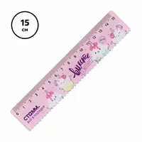 Измерительная пластиковая линейка Стамм Кексики  15 см  волнистый край  ПВХ чехол (Арт. - ЛН-30537)
