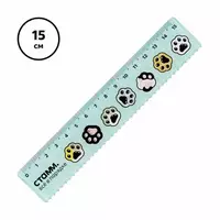 Измерительная пластиковая линейка Стамм Лапки  15 см  волнистый край  ПВХ чехол (Арт. - ЛН-30538)