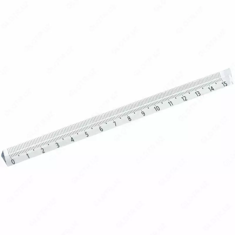 Измерительная пластиковая линейка Стамм 15 см  трехгранная  ПВХ чехол (Арт. - ЛН-31234) Прозрачная