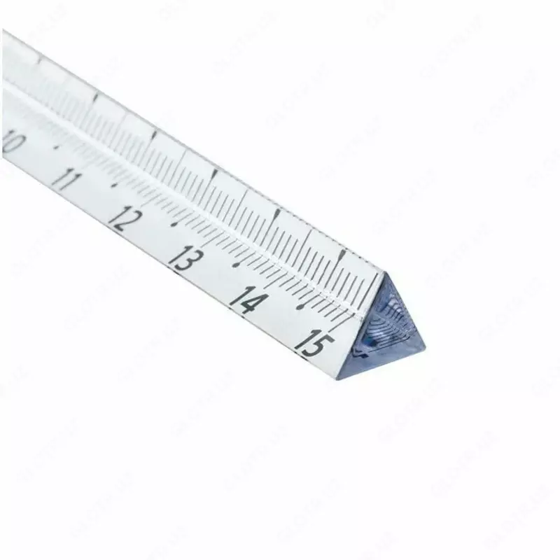  Измерительная пластиковая линейка Стамм 15 см  трехгранная  ПВХ чехол (Арт. - ЛН-31234) Прозрачная - 