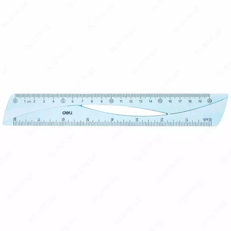 Измерительная пластиковая линейка Deli 20 см  ПВХ чехол (Арт. - 10-EH) Голубая