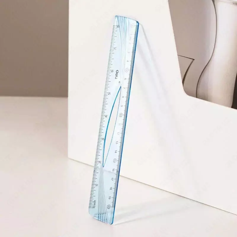   Измерительная пластиковая линейка Deli 20 см  ПВХ чехол (Арт. - 10-EH) Голубая