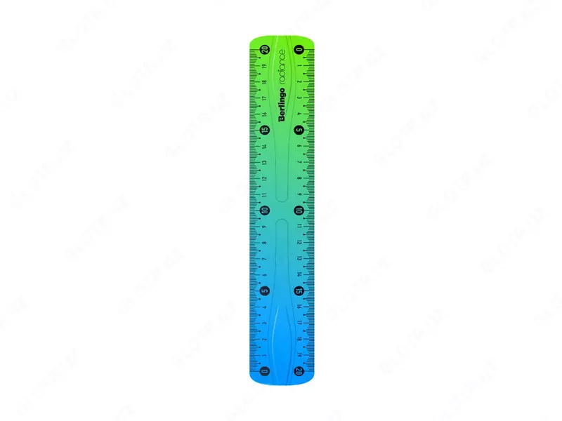Измерительная пластиковая линейка Berlingo Radiance  20 см  гибкая  ПВХ чехол (Арт. - PR_10120) Голубая/зеленая
