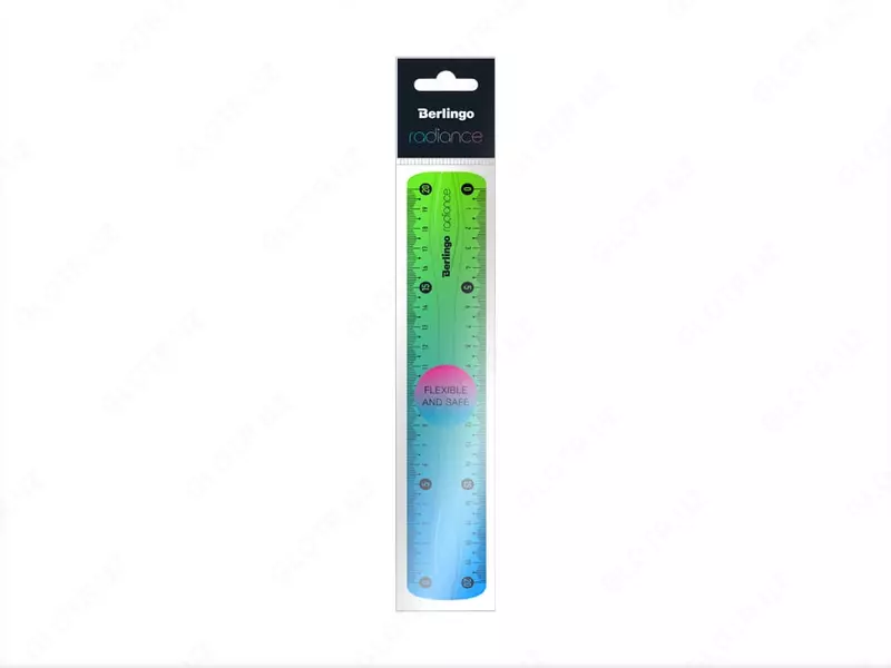   Измерительная пластиковая линейка Berlingo Radiance  20 см  гибкая  ПВХ чехол (Арт. - PR_10120) Голубая/зеленая