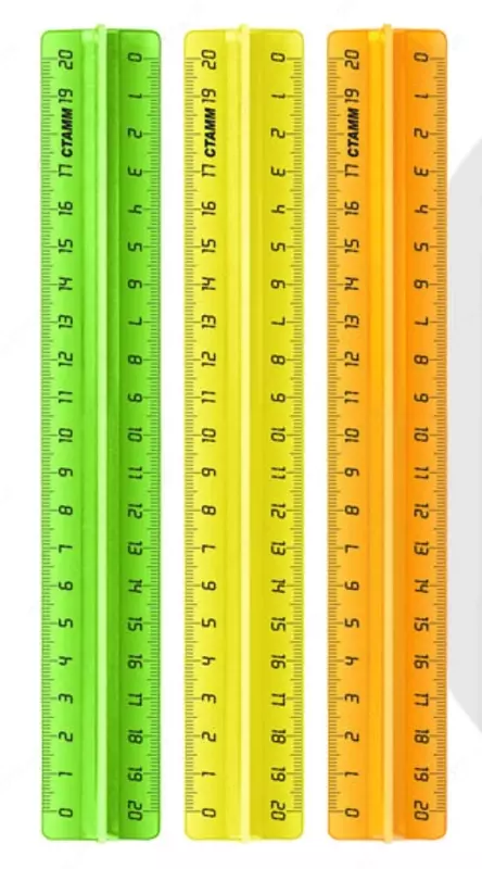 Измерительная пластиковая линейка Стамм Neon  держатель  20 см  ПВХ чехол (Арт. - ЛН17) Неоновое ассорти