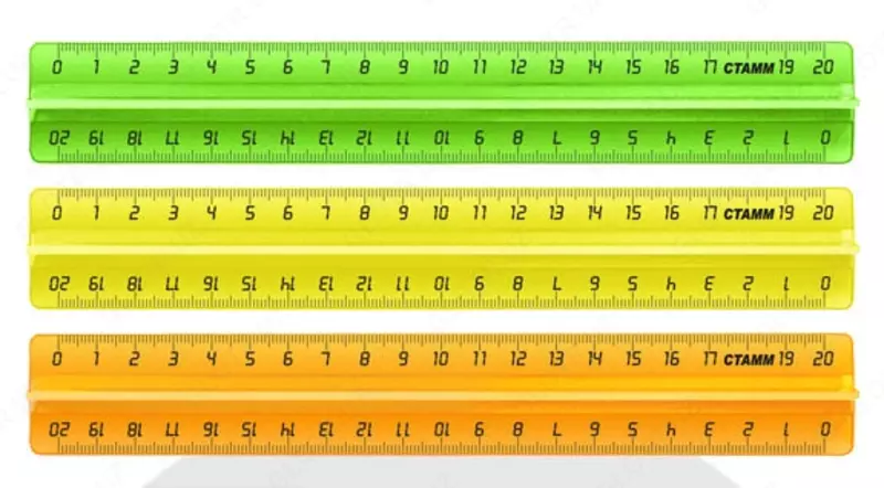  Измерительная пластиковая линейка Стамм Neon  держатель  20 см  ПВХ чехол (Арт. - ЛН17) Неоновое ассорти - 