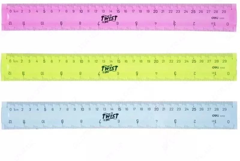 Измерительная пластиковая линейка Deli Twist Me  30 см  ПВХ чехол (Арт. - 6209) Цветное ассорти