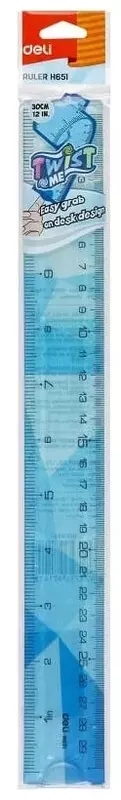  Измерительная пластиковая линейка Deli Twist Me  гибкая  30 см  ПВХ чехол (Арт. - 651-H) Цветное ассорти Только в розницу