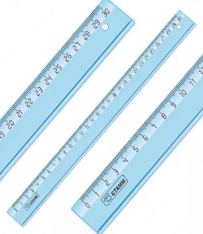 Измерительная пластиковая линейка Стамм Crystal  30 см  ПВХ чехол (Арт. - ЛН1200) Голубая