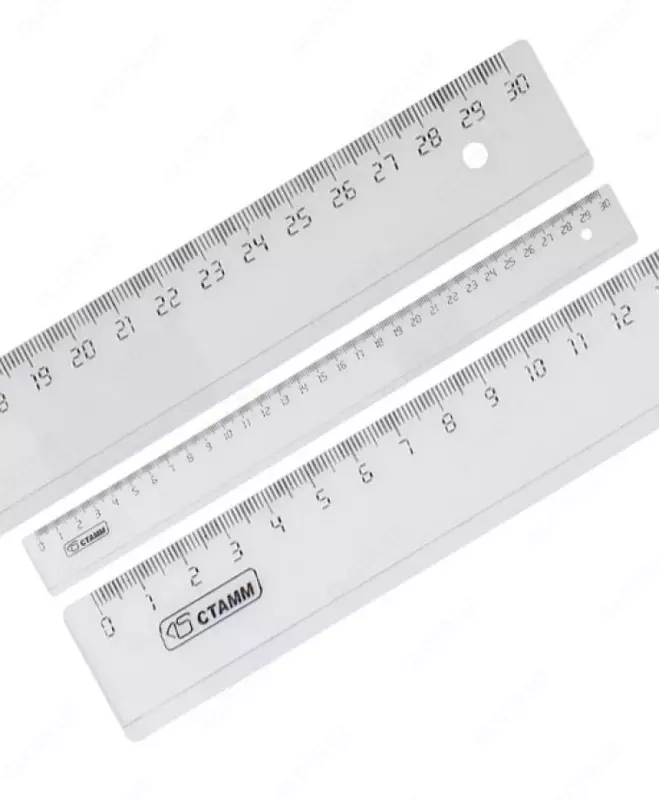 Измерительная пластиковая линейка Стамм 30 см  ПВХ чехол (Арт. - ЛН-33) Прозрачная