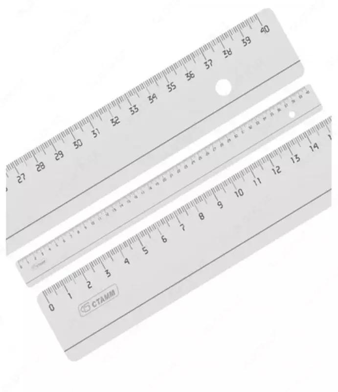 Измерительная пластиковая линейка Стамм 40 см  ПВХ чехол (Арт. - ЛН-53) Прозрачная